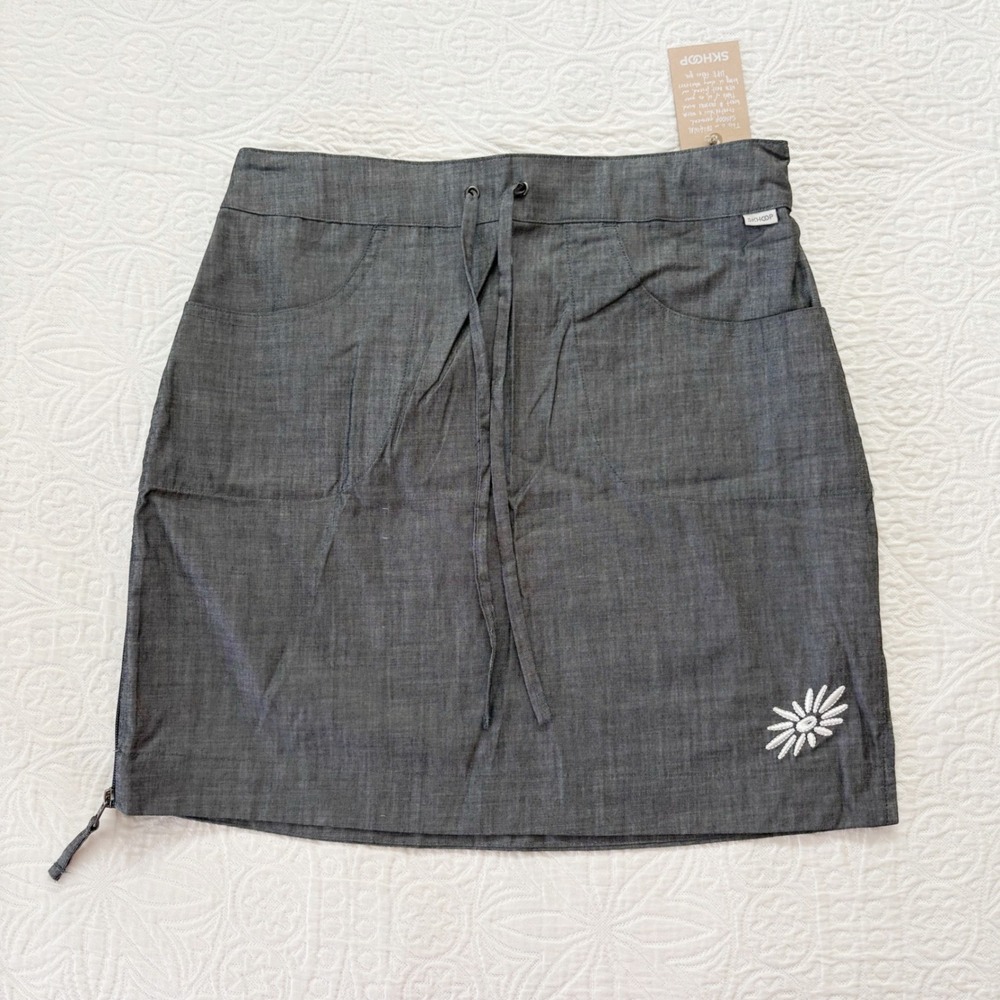 Skhoop Samira Cotton Bamboo 20" Skirt, Black Chambray Sz L